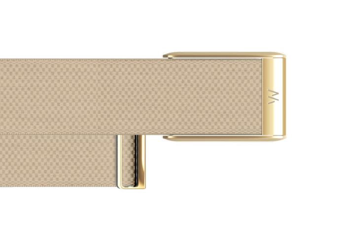 WHOOP 5.0 Woven Strap - Beige with Gold Buckle