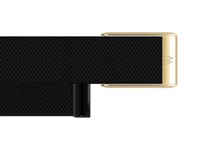 WHOOP 5.0 Woven Strap - Black with Gold Buckle