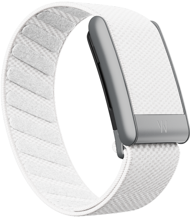 WHOOP 5.0 Woven Strap - White with Silver Buckle