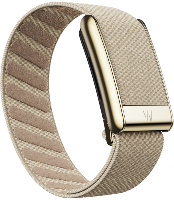 WHOOP 5.0 Woven Strap - Beige with Gold Buckle