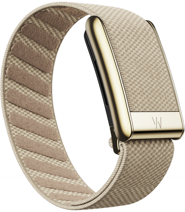 WHOOP 5.0 Woven Strap - Beige with Gold Buckle