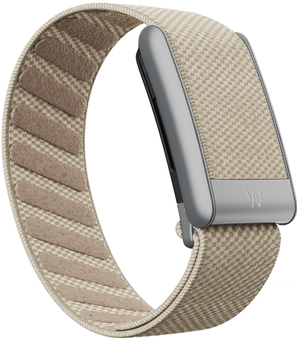 WHOOP 5.0 Woven Strap - Beige with Silver Buckle