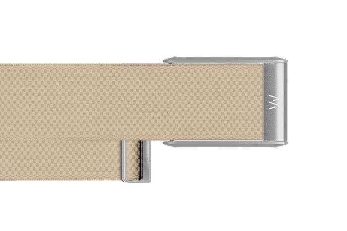 WHOOP 5.0 Woven Strap - Beige with Silver Buckle
