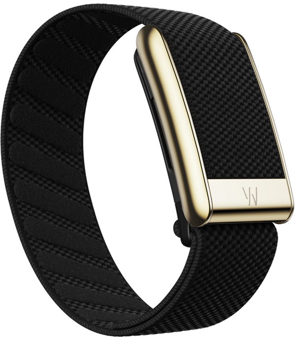 WHOOP 5.0 Woven Strap - Black with Gold Buckle