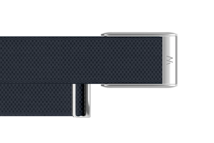 WHOOP 5.0 Woven Strap - Dark Blue with Silver Buckle